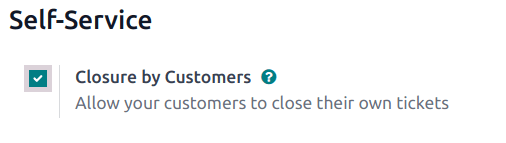 Customer closing setting in Odoo Helpdesk.