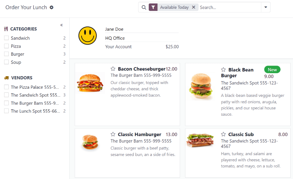 The Lunch app dashboard.
