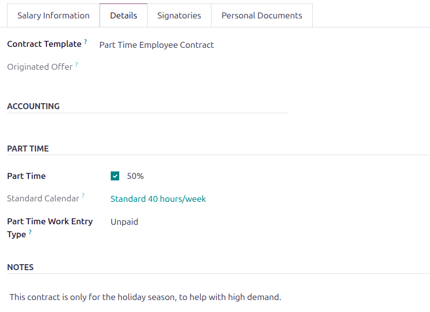 The Details tab filled out.