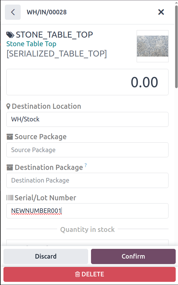 Typing in a serial number.