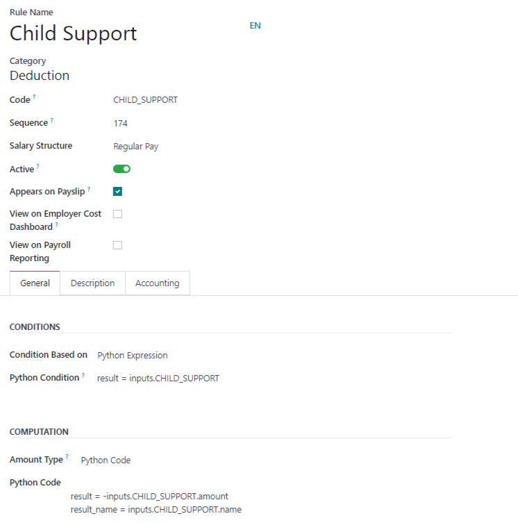 Enter the information for the new rule on the new rule form.