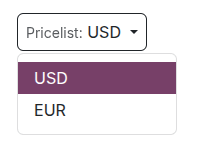 Pricelist selector on the ecommerce.