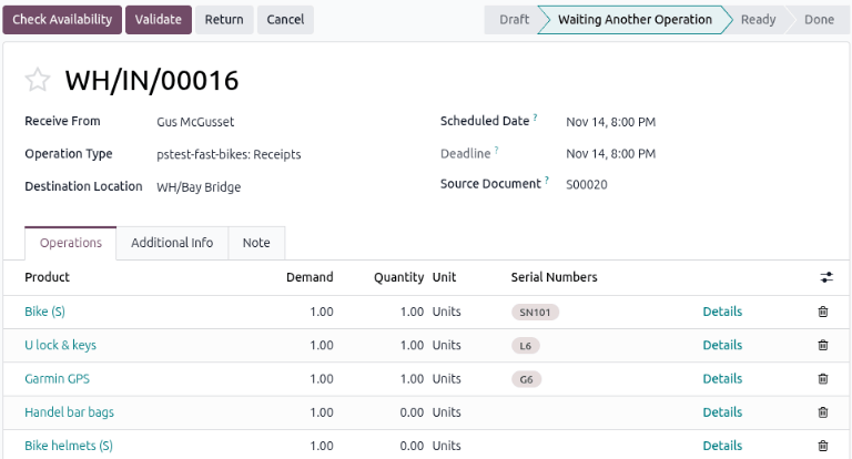 Sample of the Return page in the Rental app.