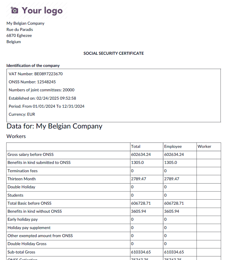 Social Security Certificate PDF Header.