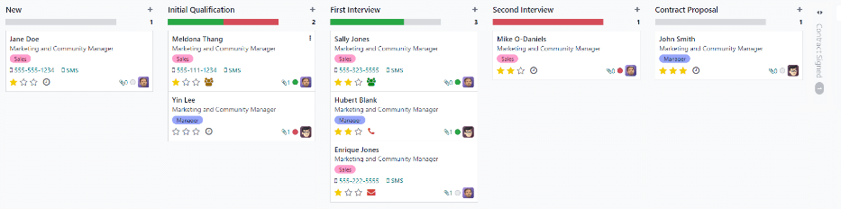 Expand a folded column by clicking on it in the Kanban view.