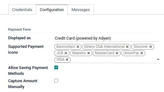 Configuration tab on Odoo