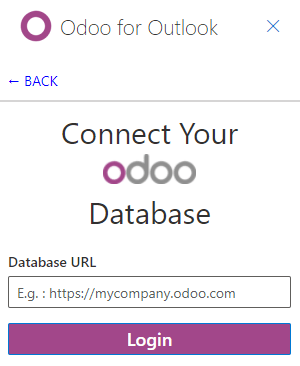 Entering your Odoo database URL