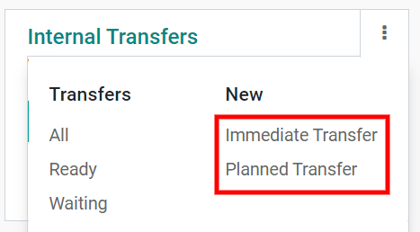 View of the choice between planned transfer and immediate transfer.