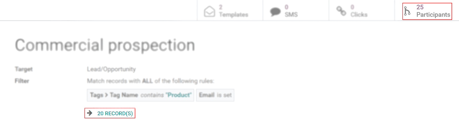 Metrics in Odoo Marketing Automation