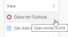Odoo for Outlook add-in button