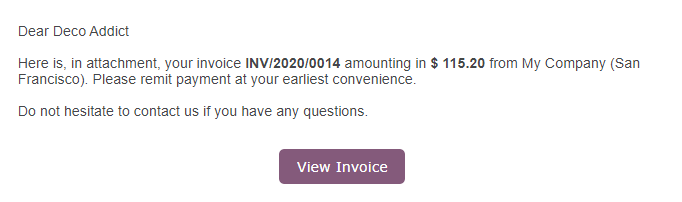 Email with a link to view the invoice online on the Customer Portal.