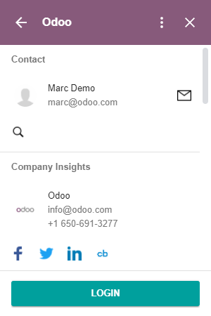Logging in your Odoo database