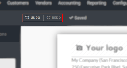 View of a report being built and emphasizing the undo and redo buttons in Odoo Studio